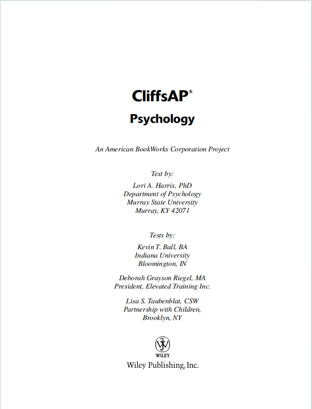 AP心理学教材下载《CliffsAP Psychology》