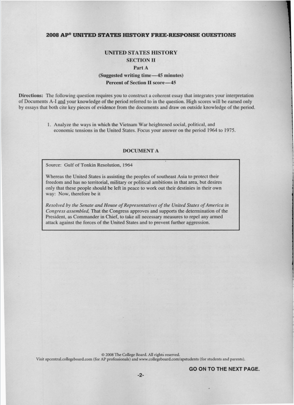 AP美国历史真题下载《AP United States History Free-Response Questions》