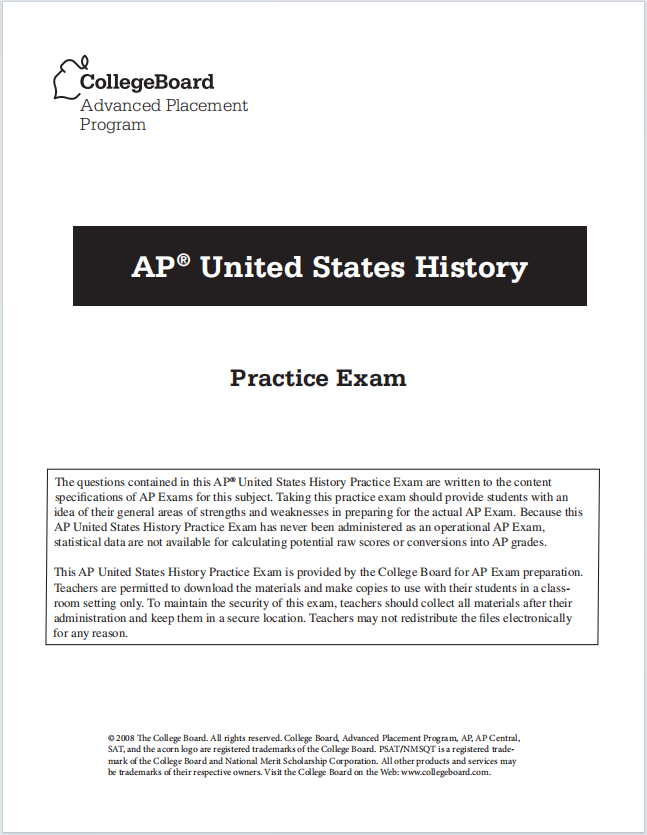 AP美国历史真题下载《AP United States History Practice Exam》