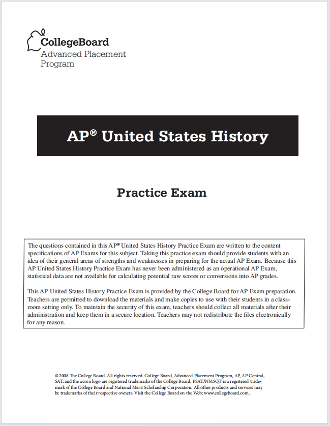 AP美国历史真题下载《AP United States History, APUSH Practice Exam》