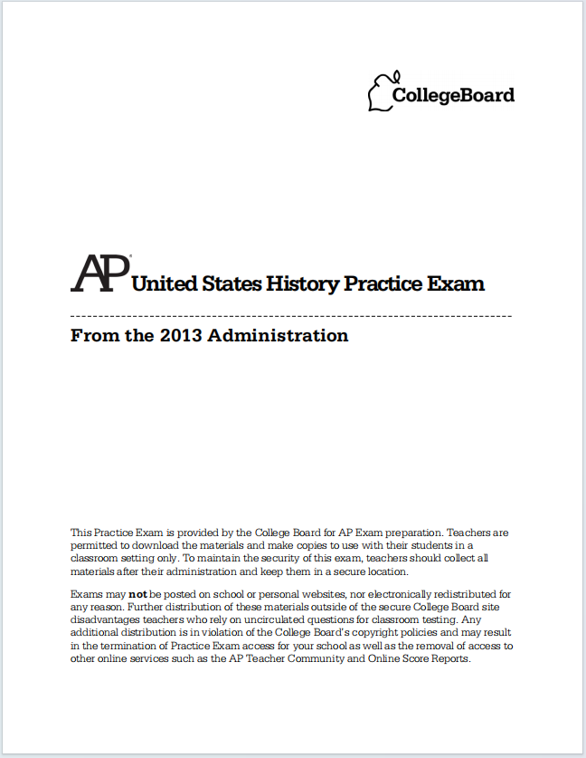 AP美国历史真题下载《AP United States History Practice Exam, From the 2013 Administration》
