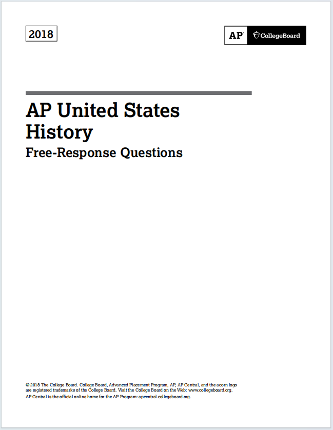 AP美国历史真题下载《AP United States History 2018 Free-Response Questions》
