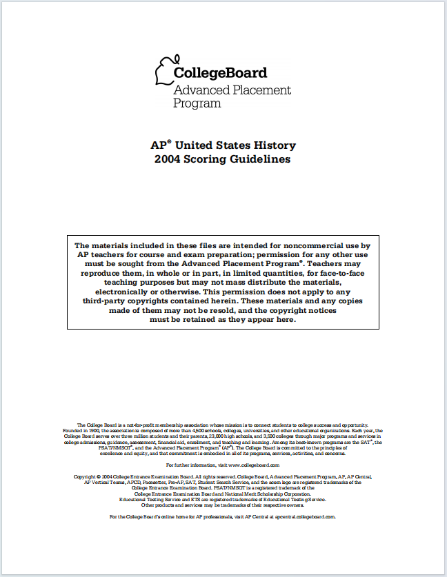 AP美国历史真题下载《AP United States History 2004 Scoring Guidelines》