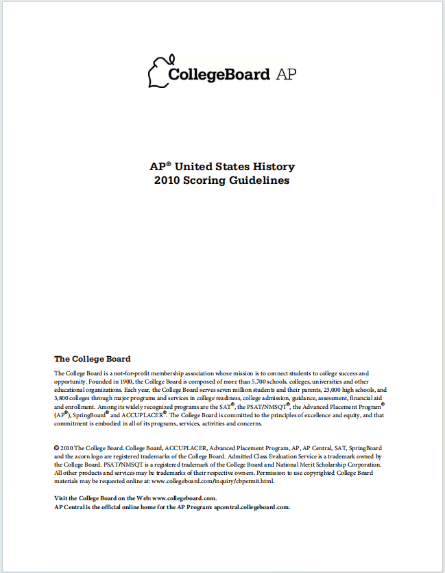 AP美国历史真题下载《AP United States History 2010 Scoring Guidelines》