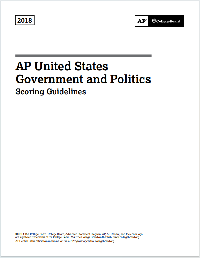 AP美国政府与政治真题下载《AP United States Government and Politics 2018 Scoring Guidelines》