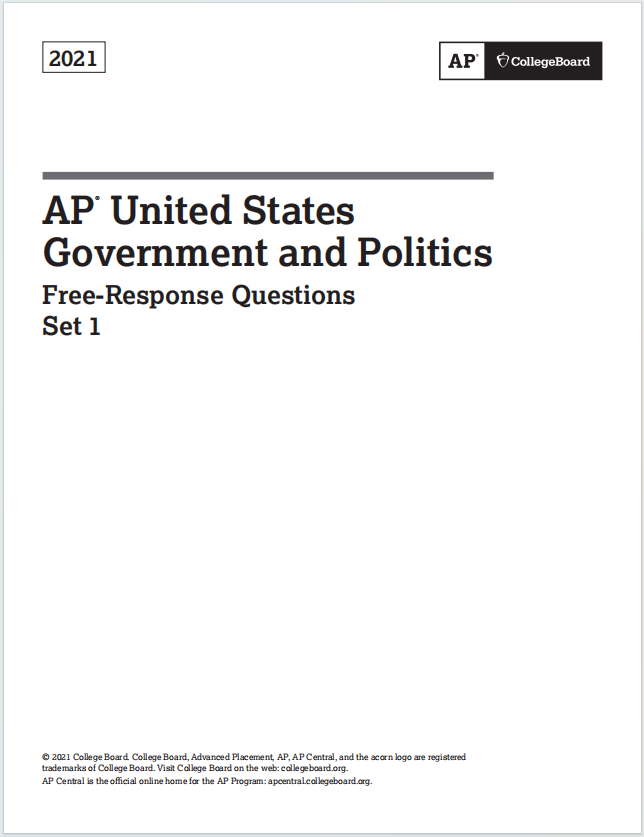 AP美国政府与政治真题下载《AP United States Government and Politics 2021 Free-Response Questions》