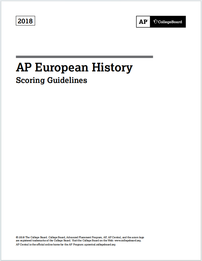AP欧洲历史真题下载《AP European History 2018 Scoring Guidelines》