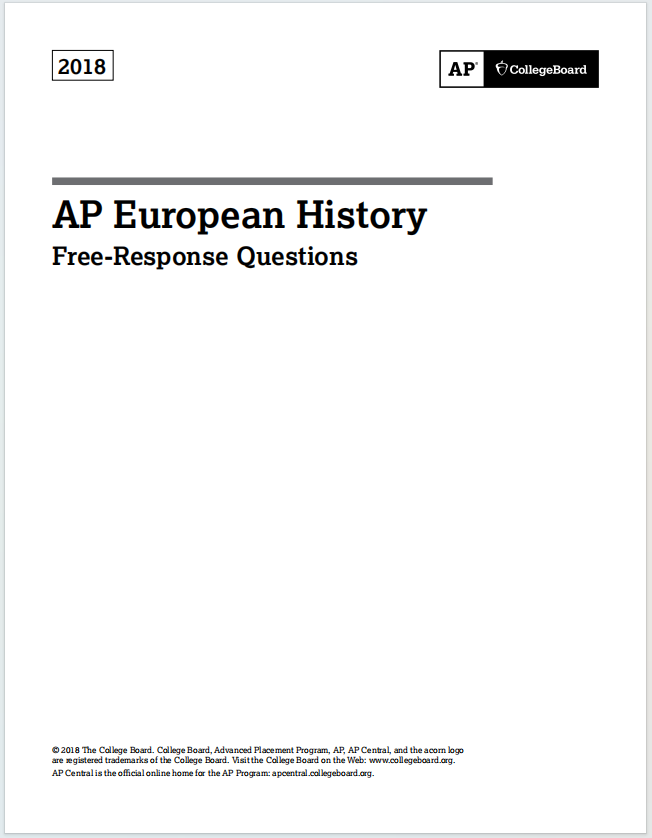 AP欧洲历史真题下载《AP European History 2018 Free-Response Questions》