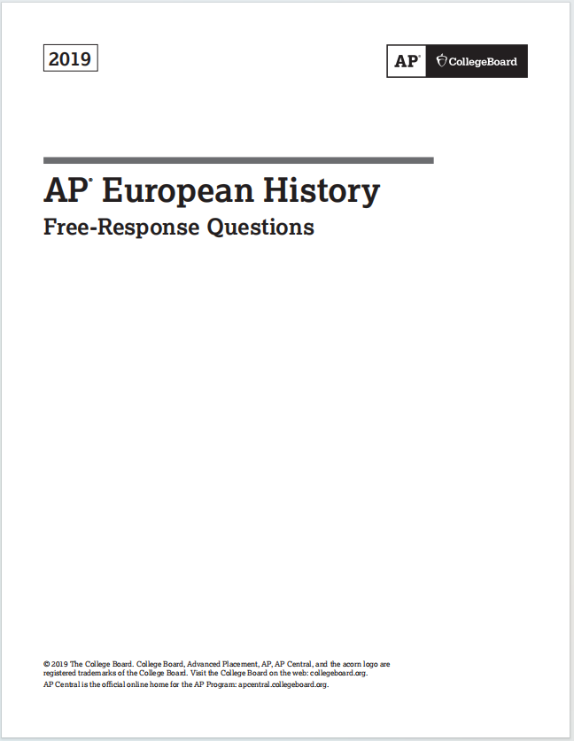 AP欧洲历史真题下载《AP European History 2019 Free-Response Questions》