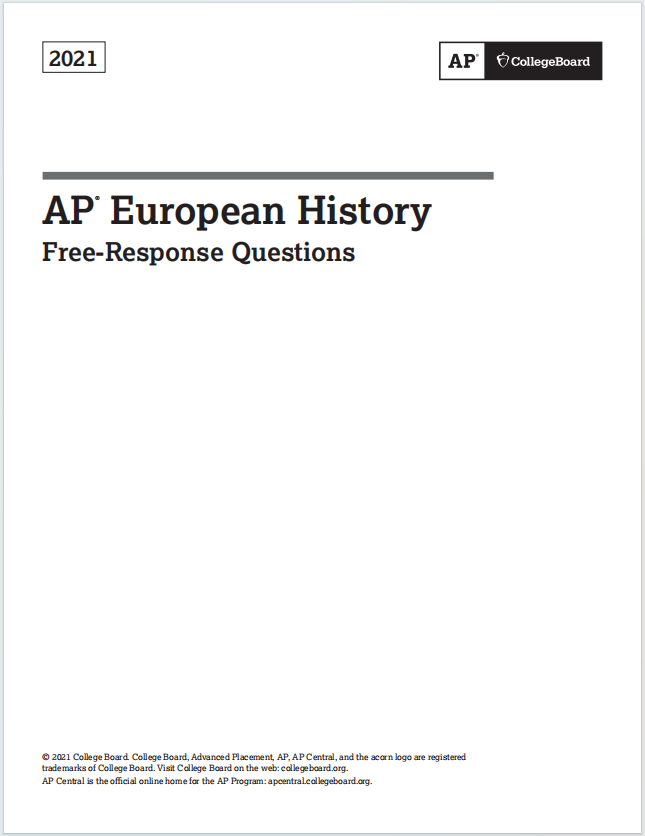 AP欧洲历史真题下载《AP European History 2021 Free-Response Questions》