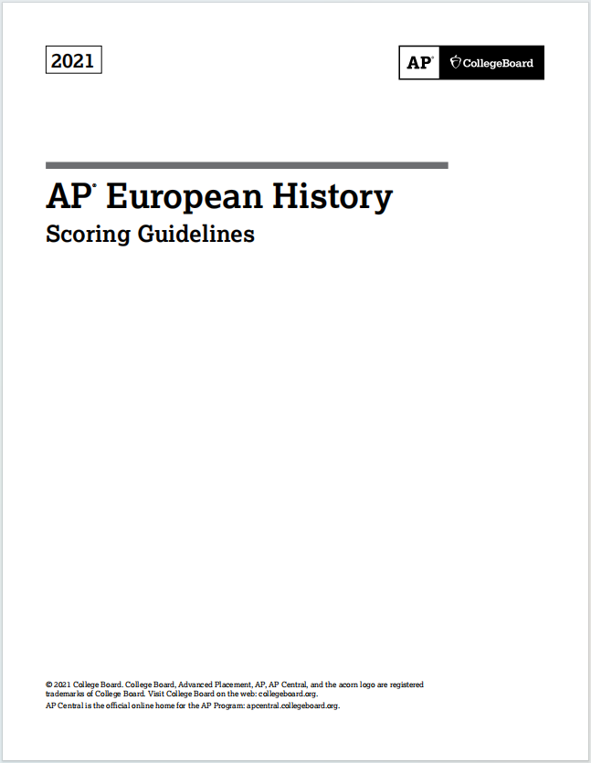 AP欧洲历史真题下载《AP European History 2021 Scoring Guidelines》