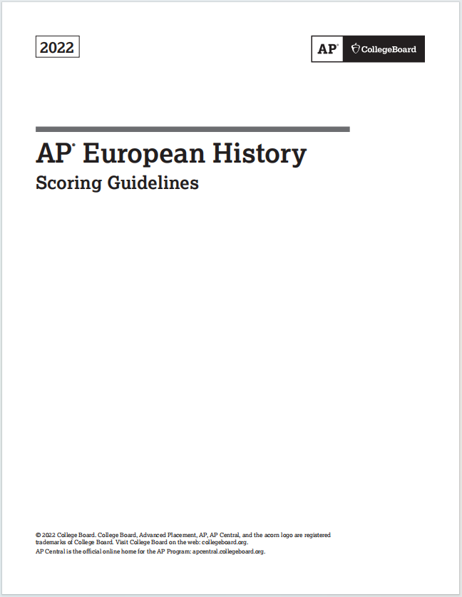 AP欧洲历史真题下载《AP European History 2022 Scoring Guidelines》