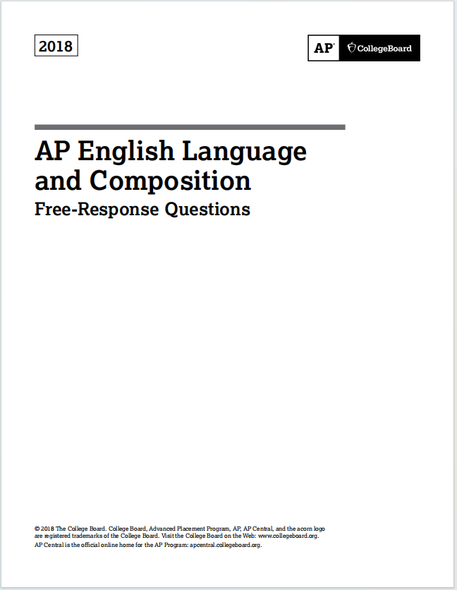 AP英语语言与写作真题下载《AP English Language and Composition 2018 Free-Response Questions》
