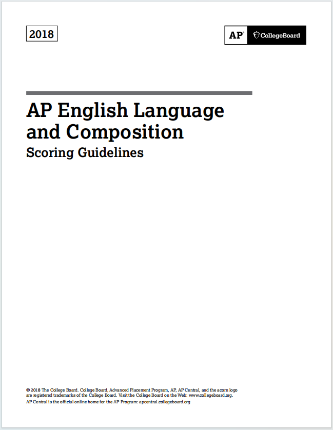 AP英语语言与写作真题下载《AP English Language and Composition 2018 Scoring Guidelines 》