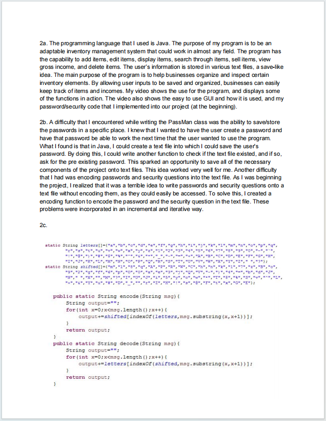 AP计算机科学原理真题下载《AP Computer Science Principles Create Performance Task Written Response Submission Template》