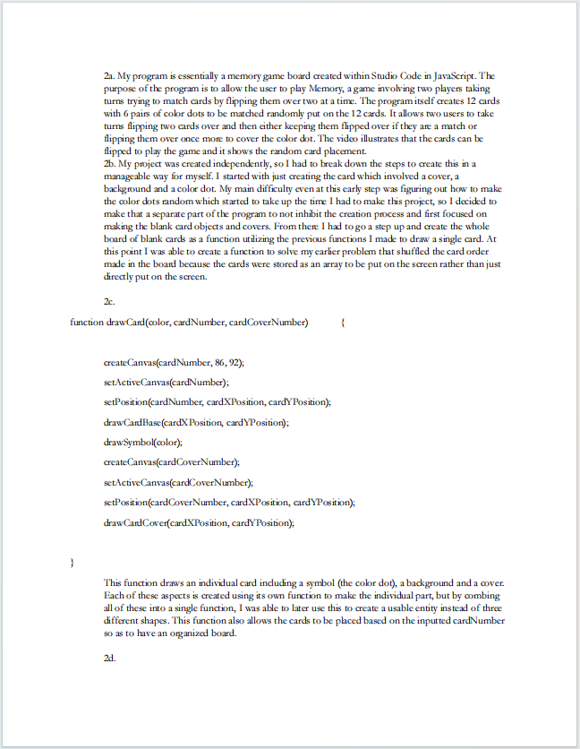 AP计算机科学原理真题下载《AP Computer Science Principles Create Performance Task Written Response Submission Template》