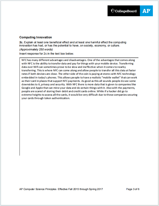 AP计算机科学原理真题下载《AP Computer Science Principles Explore Performance Task》