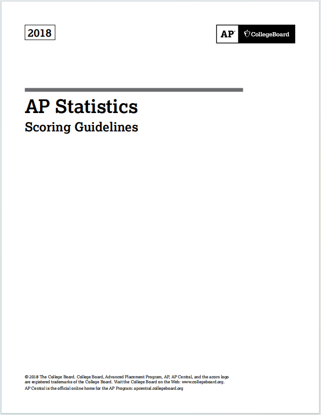 AP统计学2018真题下载《2018 AP Statistics Scoring Guidelines》