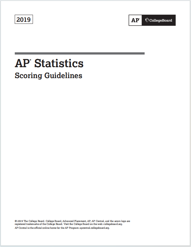 AP统计学2019真题下载《2019 AP Statistics Scoring Guidelines》