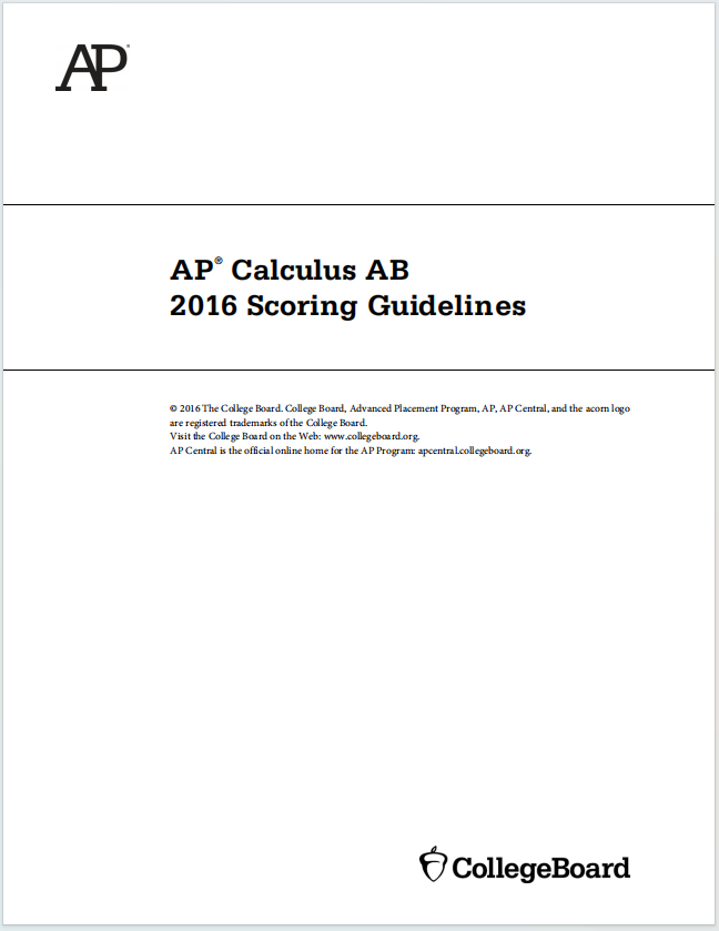 AP微积分2016年真题下载《AP® Calculus AB 2016 Scoring Guidelines》