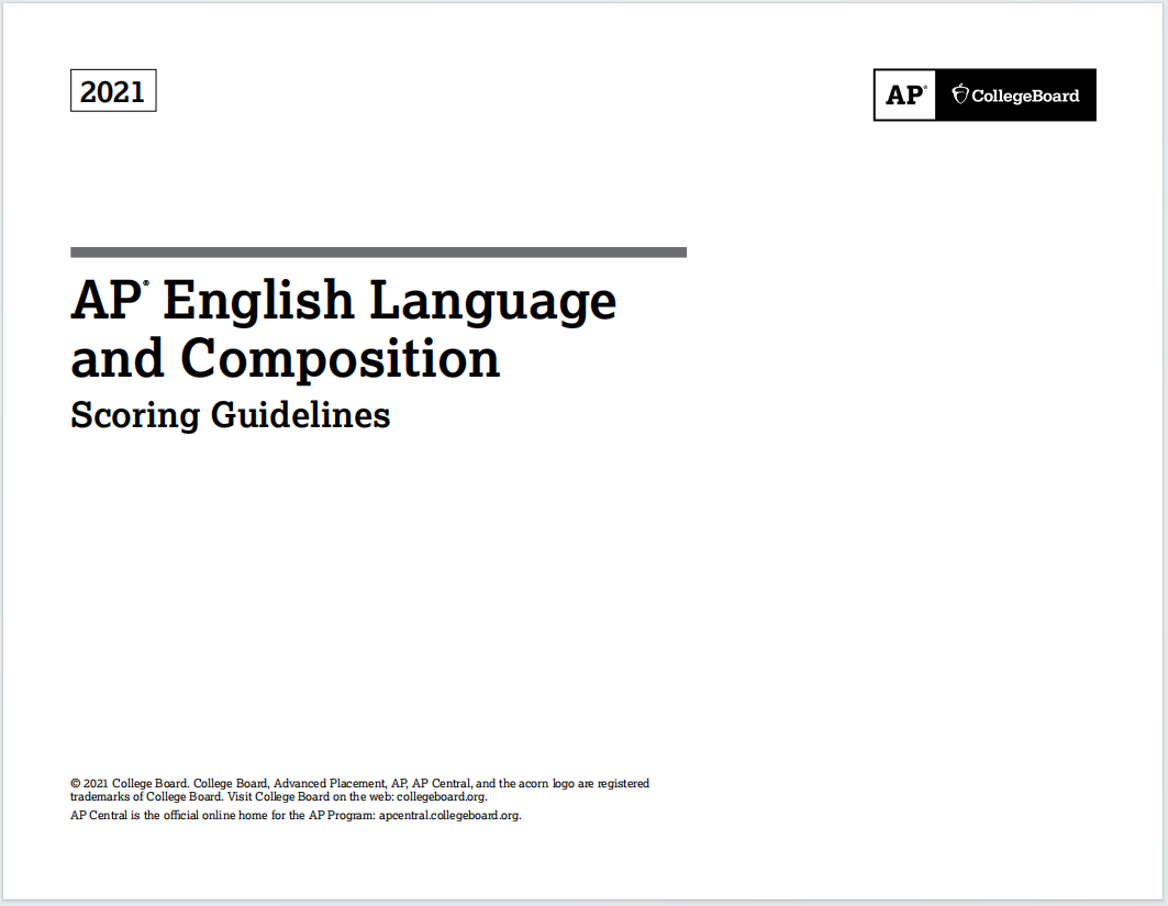 AP英语语言与写作2021年真题下载《AP English Language and Composition 2021 Scoring ...