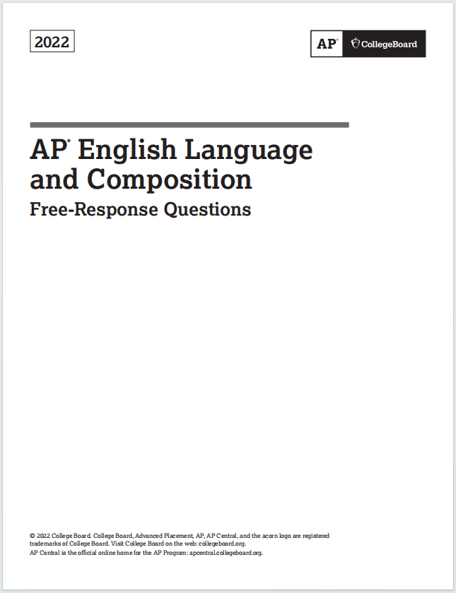 AP英语语言与写作2022年真题下载《AP English Language and Composition 2022 Free-Response Questions》