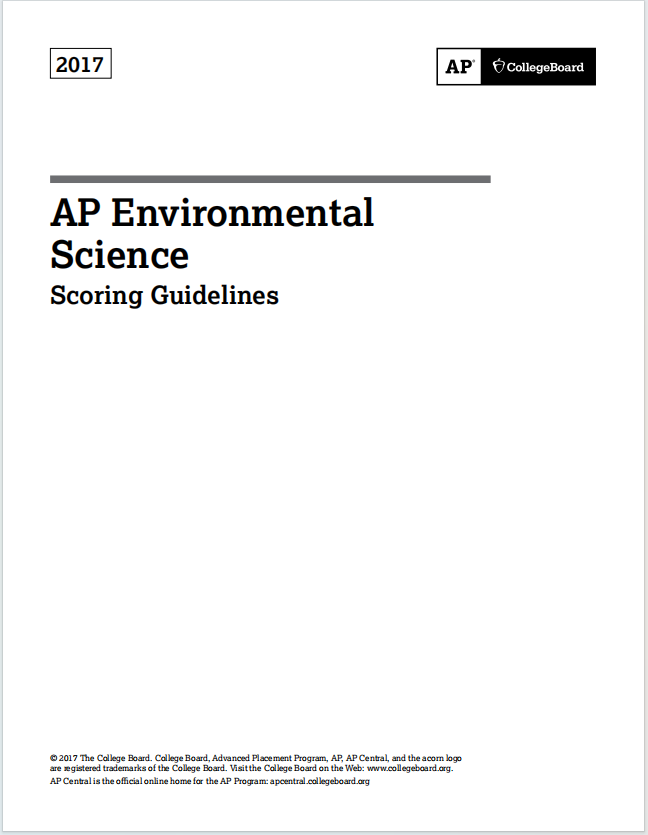 AP环境科学2017年真题下载《AP Environmental Science 2017 Scoring Guidelines》