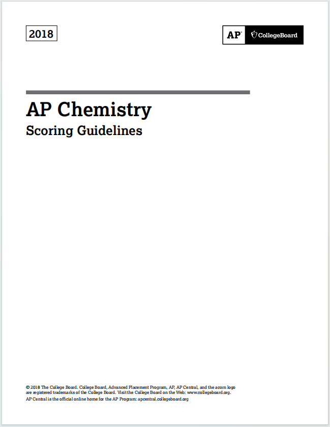 AP化学2018年真题下载《AP Chemistry 2018 Scoring Guidelines》