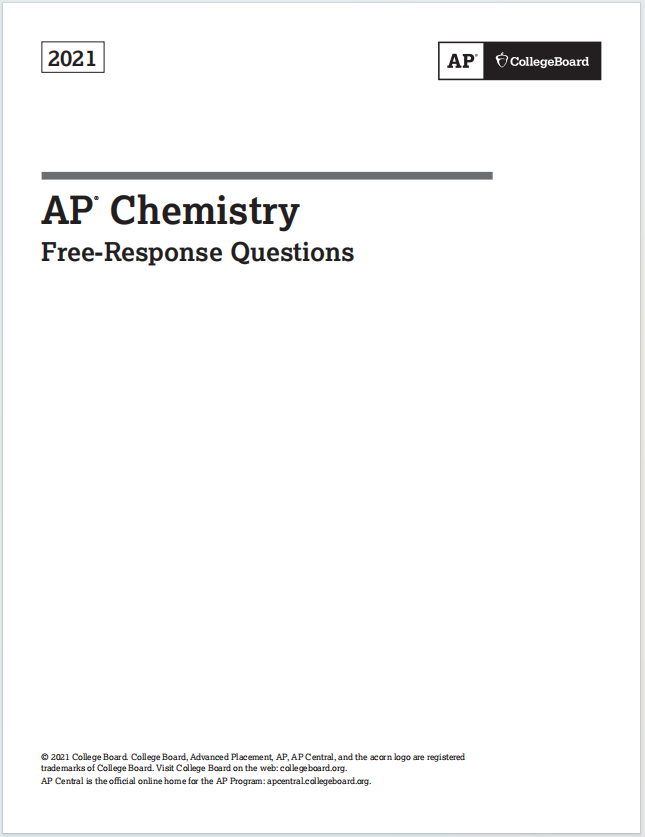 AP化学2021年真题下载《AP Chemistry 2021 Free-Response Questions》