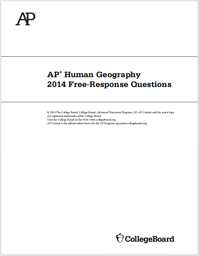 AP人文地理2014年真题下载《AP Human Geography 2014 Free-Response Questions》