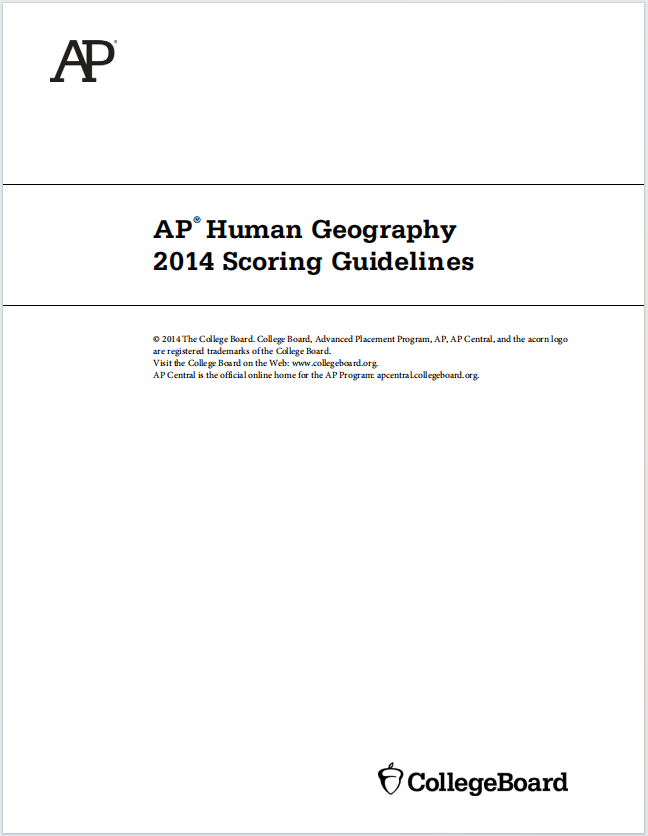 AP人文地理2014年真题下载《AP Human Geography 2014 Scoring Guidelines》