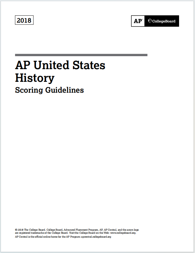 AP美国历史2018年真题评分指南下载《AP United States History 2018 Scoring Guidelines》
