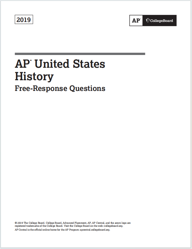AP美国历史2019年自由回答题真题下载《AP United States History 2019 Free-Response Questions》