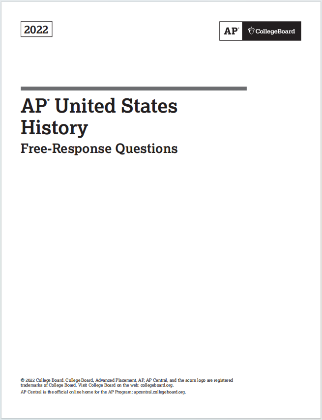 AP美国历史2022年自由回答题真题下载《AP United States History 2022 Free-Response Questions》