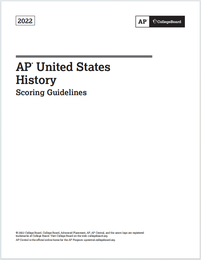 AP美国历史2022年真题评分指南下载《AP United States History 2022 Scoring Guidelines》
