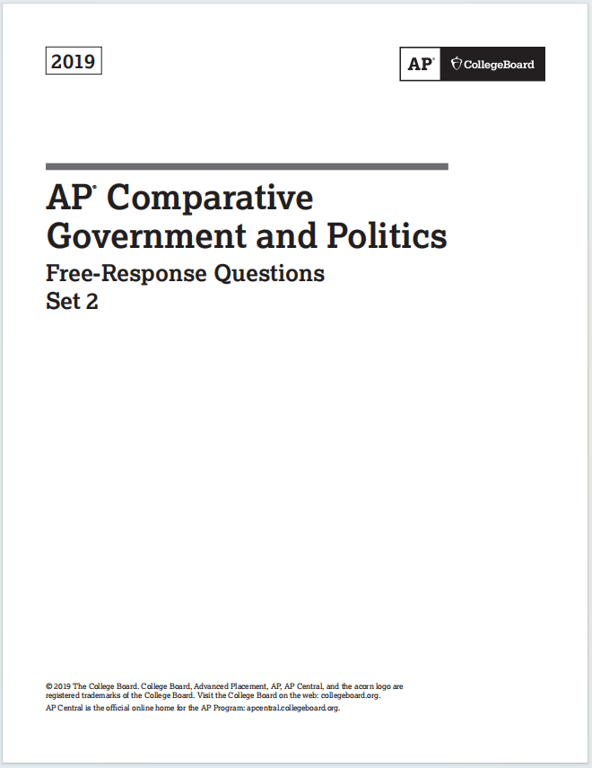 AP比较政府与政治2019年真题下载《AP Comparative Government and Politics 2019 Free-Response Questions Set 2》