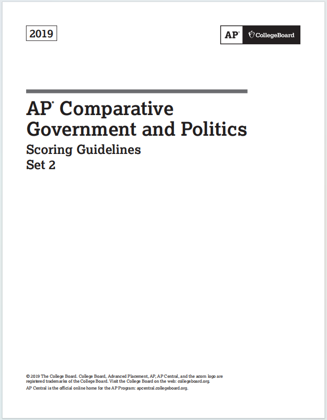 AP比较政府与政治2019真题评分标准下载《AP Comparative Government and Politics 2019 Scoring Guidelines Set 2》