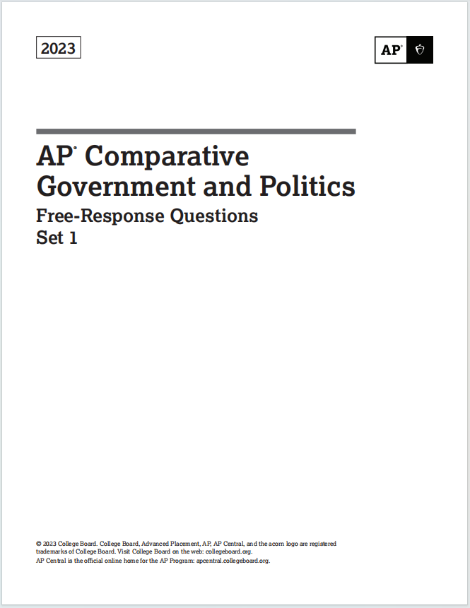AP比较政府与政治2023真题下载《AP Comparative Government and Politics 2023 Free-Response Questions Set 1》