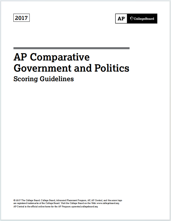 AP比较政府与政治2017真题评分标准下载《AP Comparative Government and Politics 2017 Scoring Guidelines》